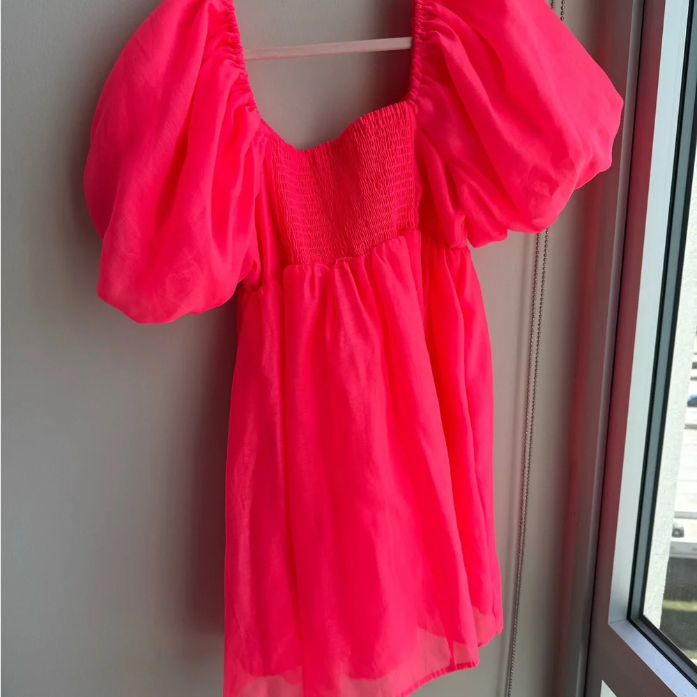 Target Viral Puff Sleeve Hot Pink Dress - Picture 3 of 3